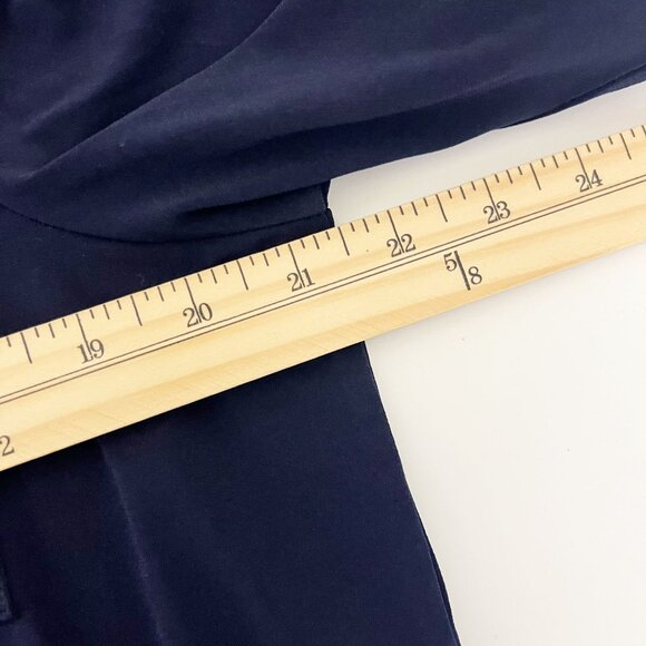 Susan Graver Navy Blue Liquid Knit Velvet Trim Top - Size Large - Picture 6 of 7